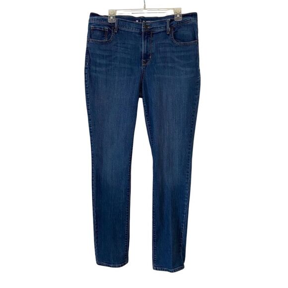 Old Navy Curvy Profile Mid Rise Jeans Blue Size 12 Long Slim Straight Leg - Picture 1 of 11